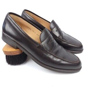 GRAVATI Wilkes Bashford Dark Brown Leather Penny Loafers Dress Shoes Old Money